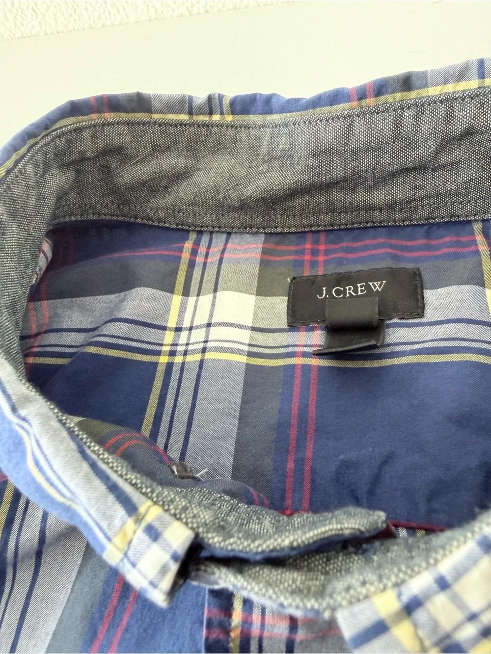 J. Crew Tartan Plaid Button Down Shirt Men's XL Blue Cotton-Long Sleeve
